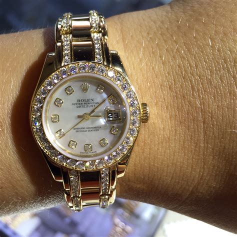 diamond womens rolex on wrist